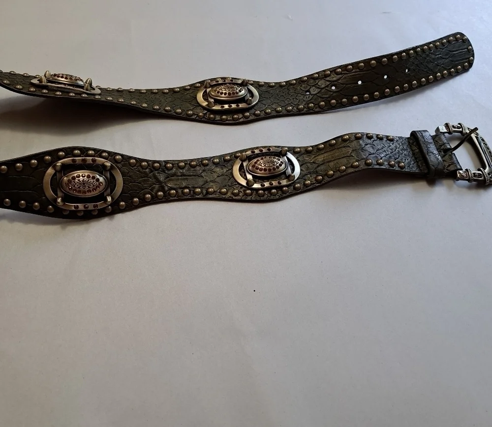 Handmade Leather & Brass Belt With Embellishments